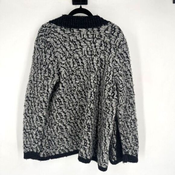 Loft Women's Marbled Wool Blend Open Front Cardigan Sweater Gray Black Size XL - Picture 2 of 10